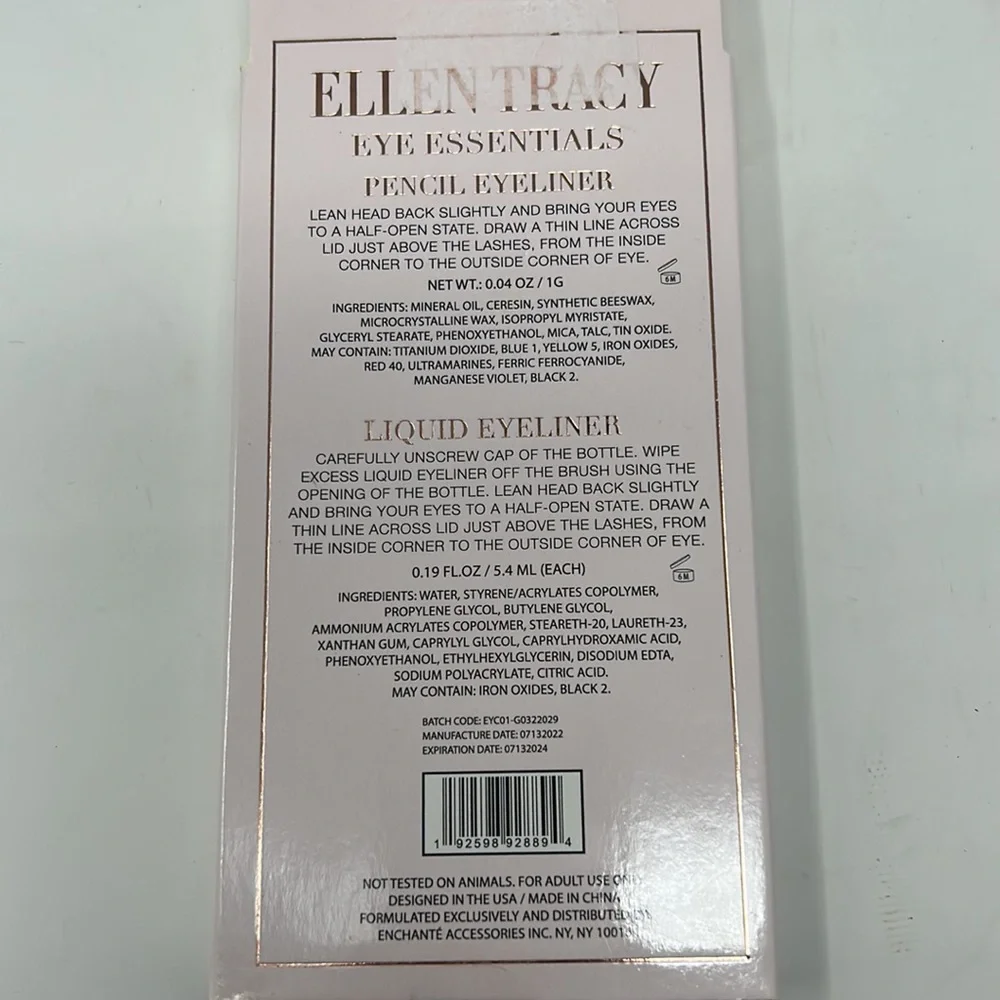 Ellen Tracy Eye Essentials Brown Black Pencil & Liquid Eye Liner